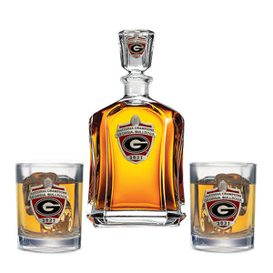 2021-2022 National Champions Georgia Capitol Decanter with 2 Glasses