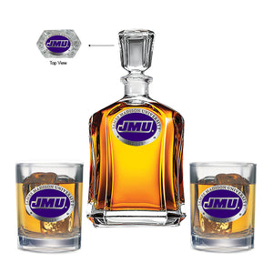 James Madison University Capitol Decanter with 2 Glasses