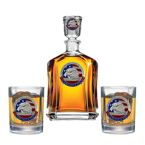 America's 250th Anniversary Eagle Head with Flag Capitol Decanter with 2 Glasses