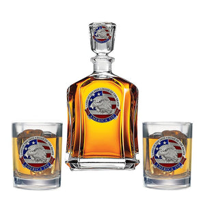 America's 250th Anniversary Eagle Head with Flag Capitol Decanter with 2 Glasses - Heritage Metalworks, Inc.