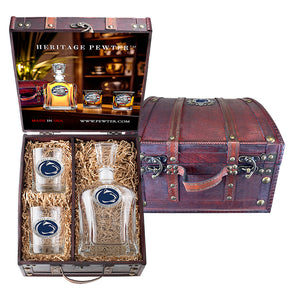 Penn State Capitol Decanter and 2 Glasses with Chest Box
