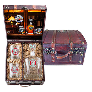 North Carolina State University Capitol Decanter and 2 Glasses with Chest Box