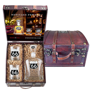 Route 66 Capitol Decanter and 2 Glasses w/ Chest Box - Heritage Metalworks, Inc.