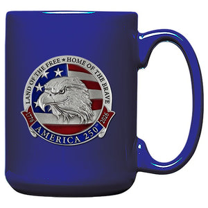 America's 250th Anniversary Eagle Head with Flag Coffee Mug - Heritage Metalworks, Inc.
