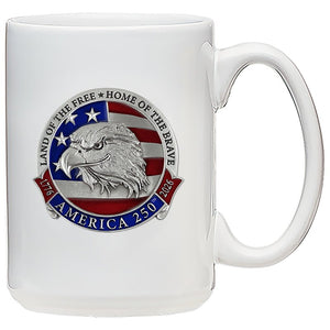 All American Mug - America's 250th Anniversary Eagle Head with Flag Coffee Mug - Heritage Metalworks, Inc.
