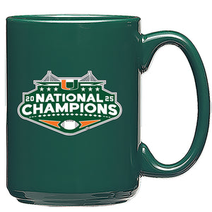2025-26 Miami Hurricanes National Champ  Coffee Mug (Clear and Green)