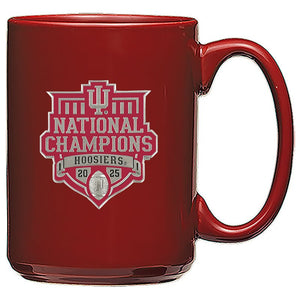 2025 - 26 Indiana National Champ Coffee Mug (Clear and Burgundy) - Heritage Metalworks, Inc.