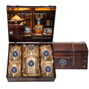 Navy Capitol Decanter Chest Set