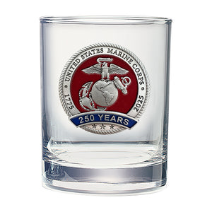 250th Anniversary Marine Corps Double Old Fashioned Glass