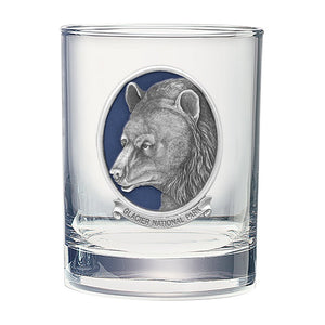 Black Bear Glacier National Park Double Old Fashioned Glass - Heritage Metalworks, Inc.
