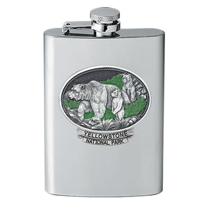Grizzly Bear Yellowstone National Park Flask