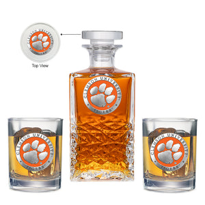 Clemson University Heritage Decanter with 2 Glasses