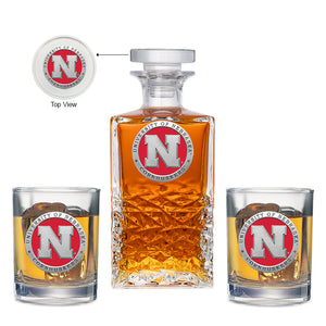 University of Nebraska Heritage Decanter with 2 Glasses