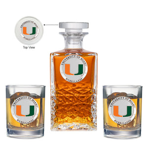 University of Miami Heritage Decanter with 2 Glasses