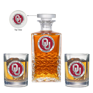 University of Oklahoma Heritage Decanter with 2 Glasses