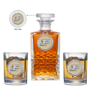 Purdue University Heritage Decanter with 2 Glasses
