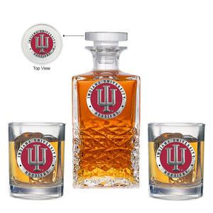 Indiana University Heritage Decanter with 2 Glasses