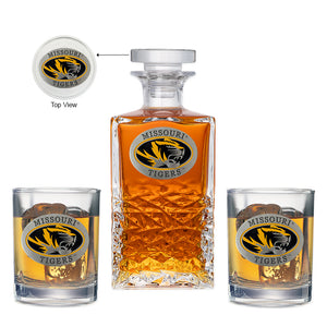 University of Missouri Heritage Decanter with 2 Glasses