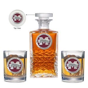Mississippi State University Bulldogs "M" Logo Heritage Decanter with 2 Glasses