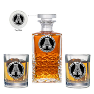 Appalachian State University Heritage Decanter with 2 Glasses