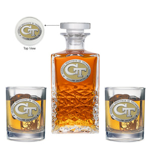 Georgia Tech GT Logo Heritage Decanter with 2 Glasses