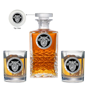 United States Military Academy Crest Heritage Decanter with 2 Glasses