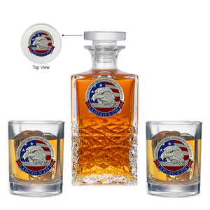 America's 250th Anniversary Eagle Head with Flag Heritage Decanter with 2 Glasses