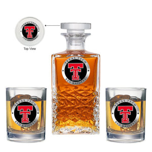 Texas Tech University 2 Heritage Decanter with 2 Glasses - Heritage Metalworks, Inc.