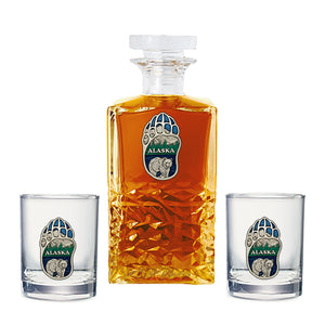 Bear Paw Alaska Heritage Decanter with 2 Glasses