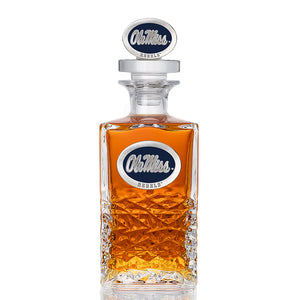 University of Mississippi "Ole Miss" Blue Logo Heritage Decanter with 3D Top