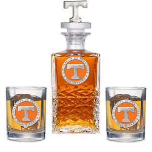 University of Tennessee Heritage Decanter with 3D Top & 2 Glasses
