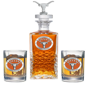 University of Texas at Austin Heritage Decanter with 3D Top & 2 Glasses