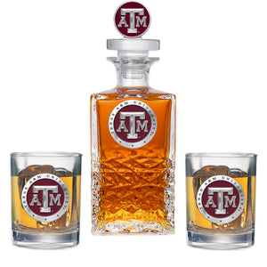Texas A&M University  Heritage Decanter with 3D Top & 2 Glasses