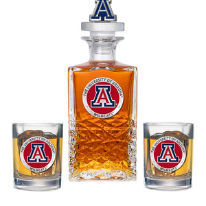 University of Arizona Heritage Decanter with 3D Top & 2 Glasses