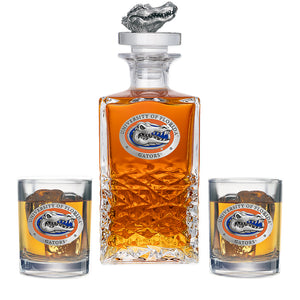 University of Florida Heritage Decanter with 3D Top & 2 Glasses