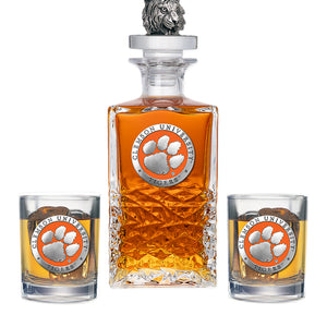 Clemson University Heritage Decanter with 3D Top & 2 Glasses