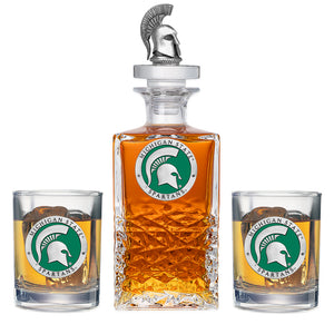 Michigan State University Heritage Decanter with 3D Top & 2 Glasses