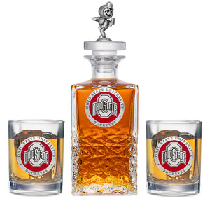 Ohio State University Heritage Decanter with 3D Top & 2 Glasses