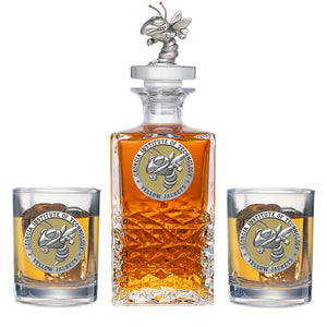 Georgia Tech Buzz Logo Heritage Decanter with 3D Top & 2 Glasses