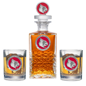 University of Louisville Heritage Decanter with 3D Top & 2 Glasses