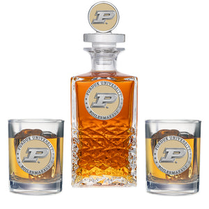 Purdue University Heritage Decanter with 3D Top & 2 Glasses
