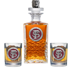 Florida State University Heritage Decanter with 3D Top & 2 Glasses