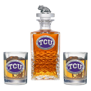 Texas Christian University Heritage Decanter with 3D Top & 2 Glasses