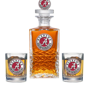 University of Alabama Heritage Decanter with 3D Top & 2 Glasses