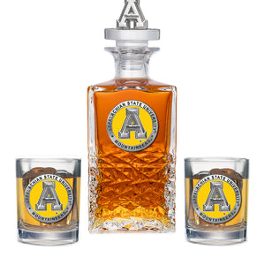 Appalachian State University Heritage Decanter with 3D Top & 2 Glasses