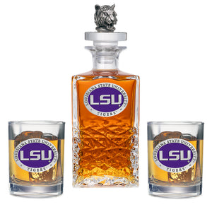 Louisiana State University Heritage Decanter with 3D Top & 2 Glasses