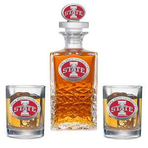 Iowa State University Heritage Decanter with 3D Top & 2 Glasses