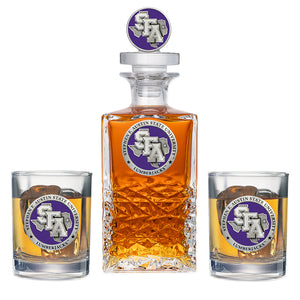 Stephen F. Austin State University Heritage Decanter with 3D Top & 2 Glasses