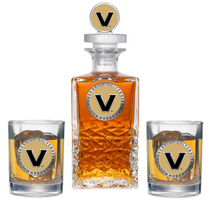 Vanderbilt University Heritage Decanter with 3D Top & 2 Glasses