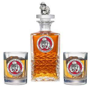 Marine Corps Bulldog Heritage Decanter Red with 3D Top & 2 Glasses